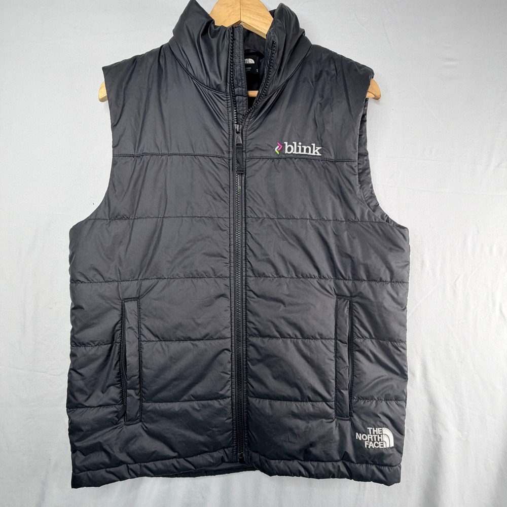 The North Face Mens Puffer Vest Black Insulated Quilted Blink Logo Size Small